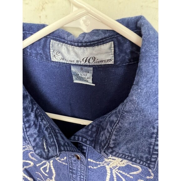 90s Denim Embroidered Dress - Whispers - Small Cottagecore - Picture 4 of 4